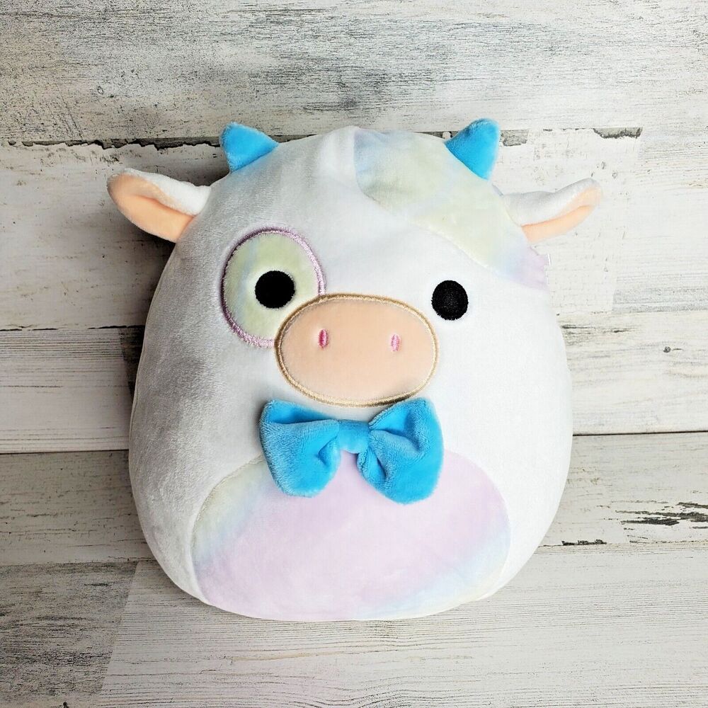 Kellytoy Original Squishmallows 8" Belozi the Cow Bow Tie Plush Stuffed Animal